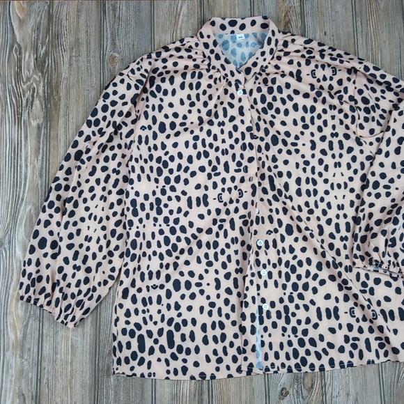 Silky Pattern Print Button Down Front Blouse Top - Picture 2 of 11